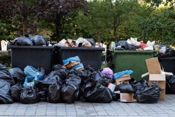 Mülltonnen mit Abfall